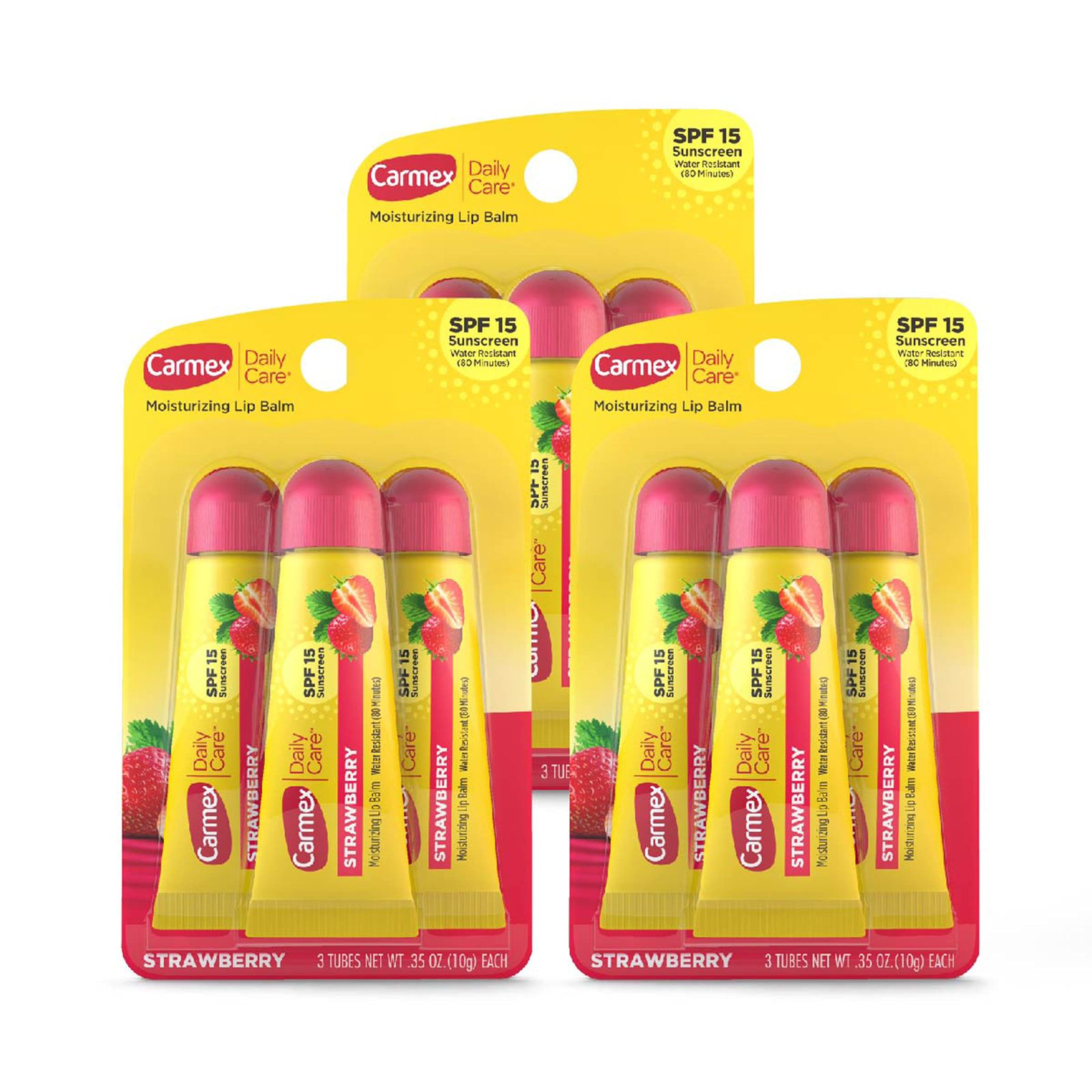 Carmex Moisturizing Lip Balm Strawberry 3Pc Set