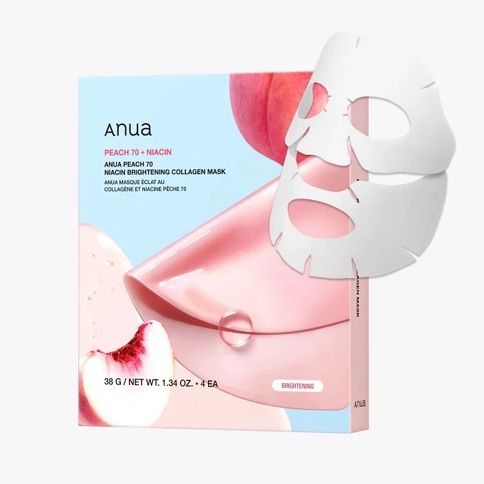 Anua Peach 70 Niacin Brightening Collagen Mask - Pack of 4